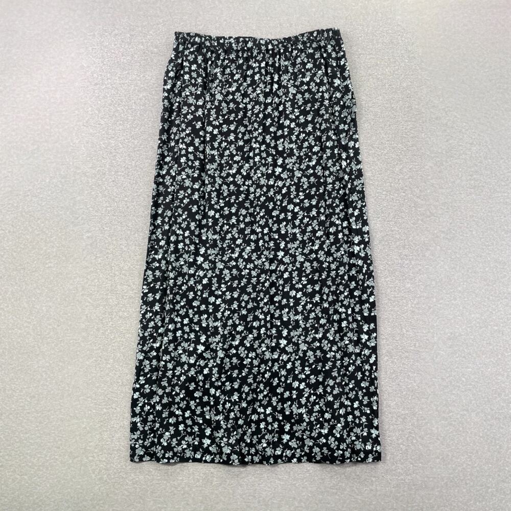 Melrose and Market Floral Maxi Skirt (L) Black Blue Lightweight Fairy Whimsigoth